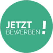 Runder grüner Button mit Aufforderung zur Bewerbung